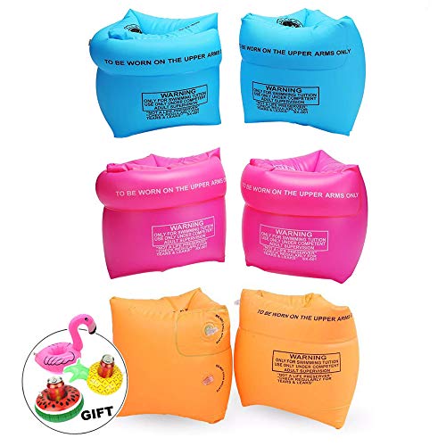 Jiareet 4-6 Pack PVC Arm Floaties for Kids & Adults – Inflatable Swim Arm Bands with Dual Air Chambers