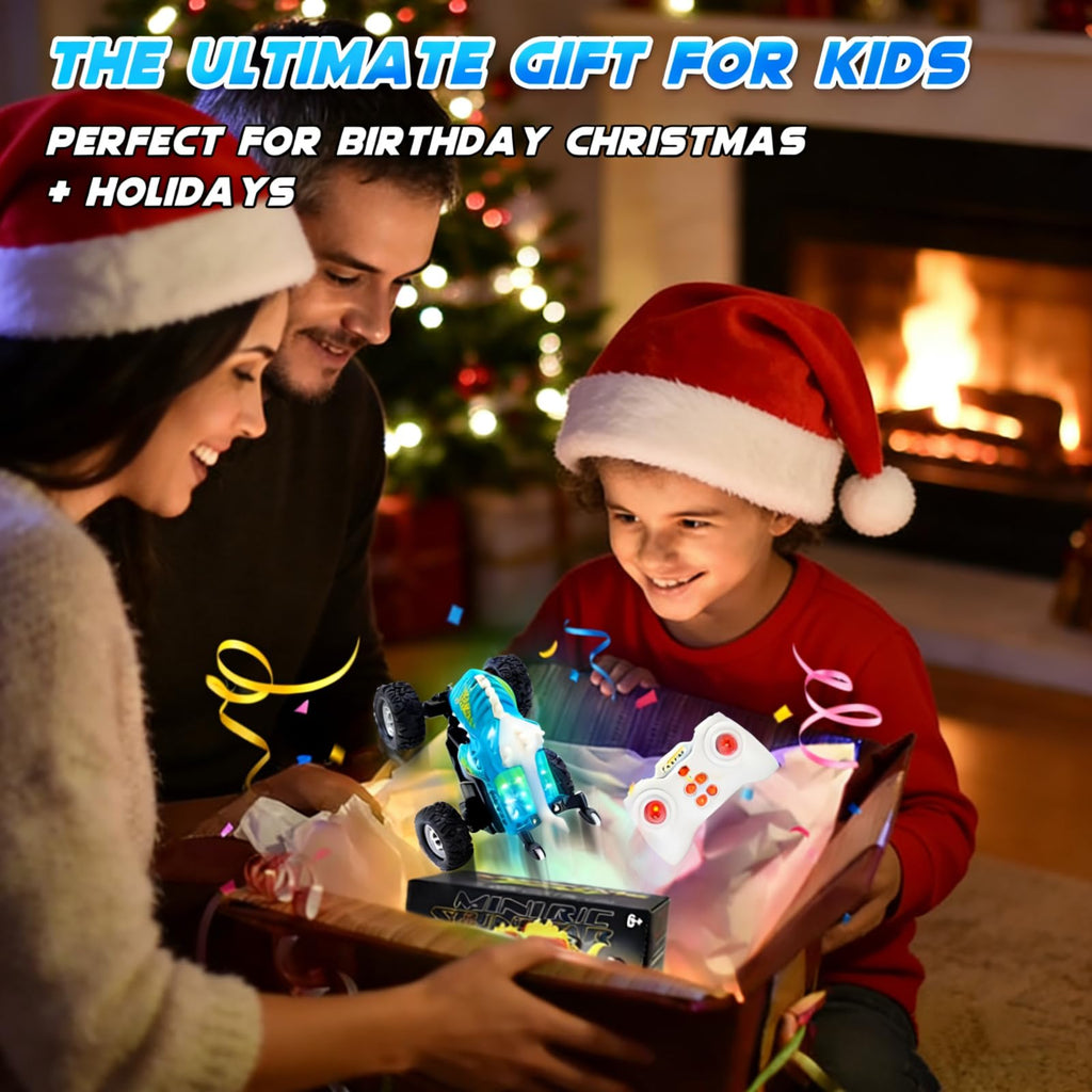 JICUICUI Dinosaur RC Monster Truck: LED Lights, 360° Stunts, Rechargeable, Ages 4-7