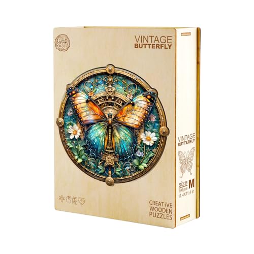 Jigfoxy Butterfly Wooden Puzzle – 100-Piece Animal Shaped Jigsaw for Adults (8.5 x 8.4 Inches)