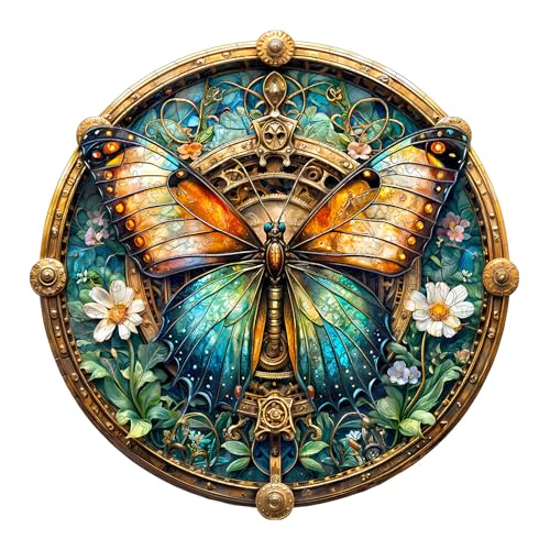 Jigfoxy Butterfly Wooden Puzzle – 100-Piece Animal Shaped Jigsaw for Adults (8.5 x 8.4 Inches)