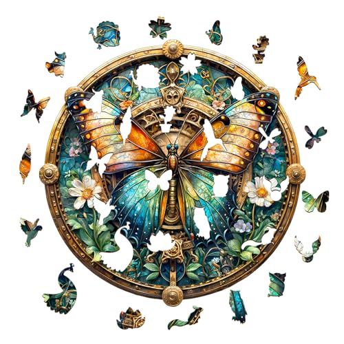 Jigfoxy Butterfly Wooden Puzzle – 100-Piece Animal Shaped Jigsaw for Adults (8.5 x 8.4 Inches)