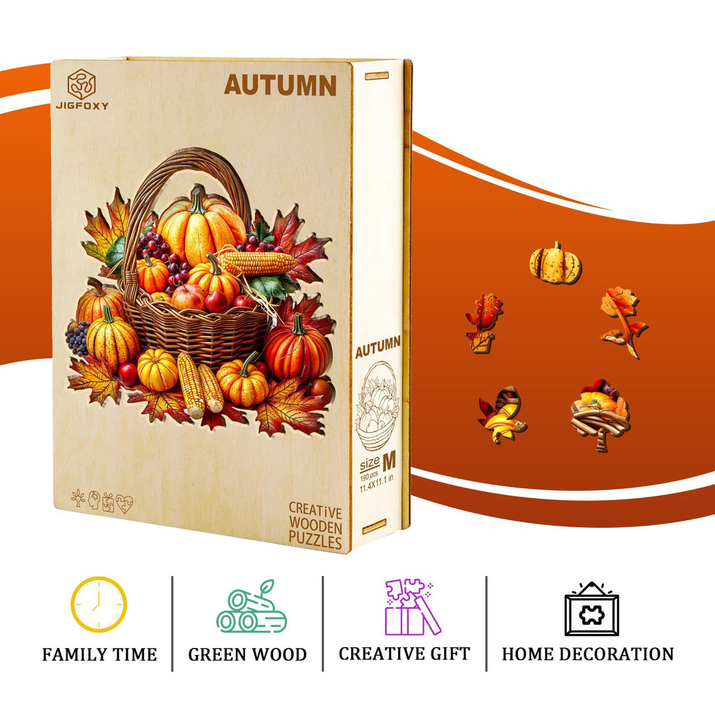 Jigfoxy Fall Wooden Puzzle for Adults – 100-Piece Unique Animal-Shaped Jigsaw, 8.5 x 8.2 inches