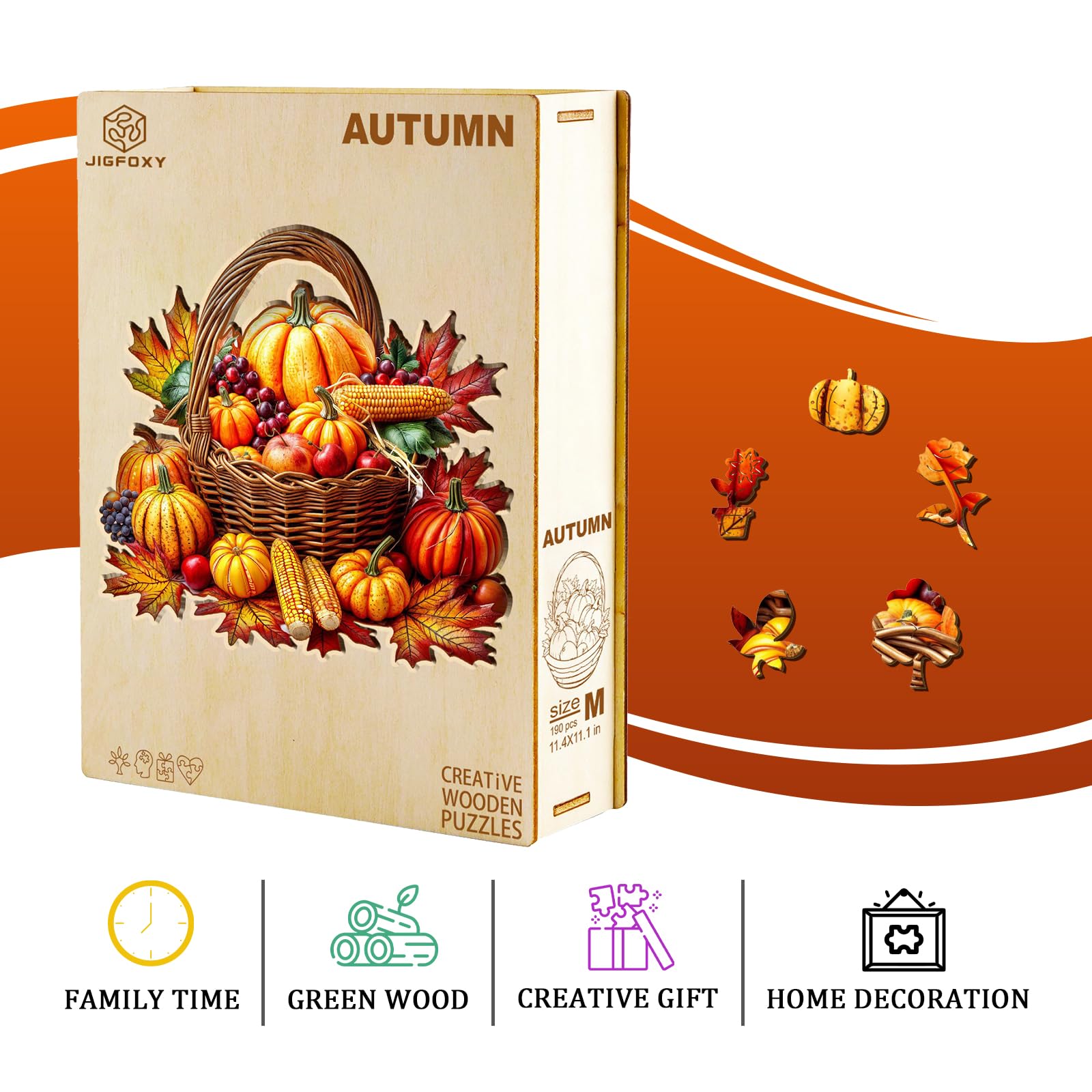 Jigfoxy Fall Wooden Puzzle for Adults – 100-Piece Unique Animal-Shaped Jigsaw, 8.5 x 8.2 inches
