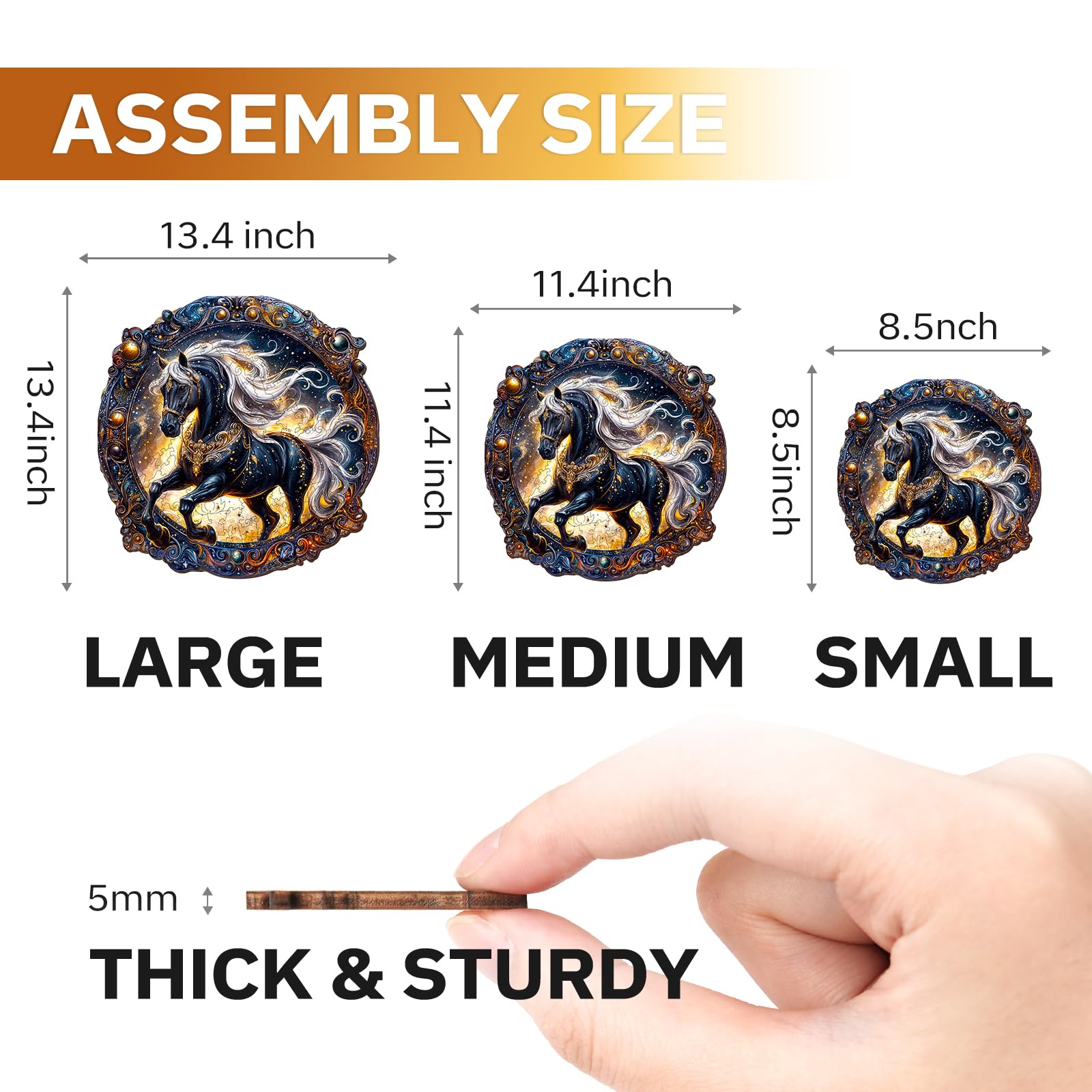 Jigfoxy Horse Wooden Puzzle for Adults – 100-Piece Animal-Shaped Jigsaw, Eco-Friendly Laser-Cut Wood, Unique Silhouettes, Gift Box (8.5x8.5 inches)