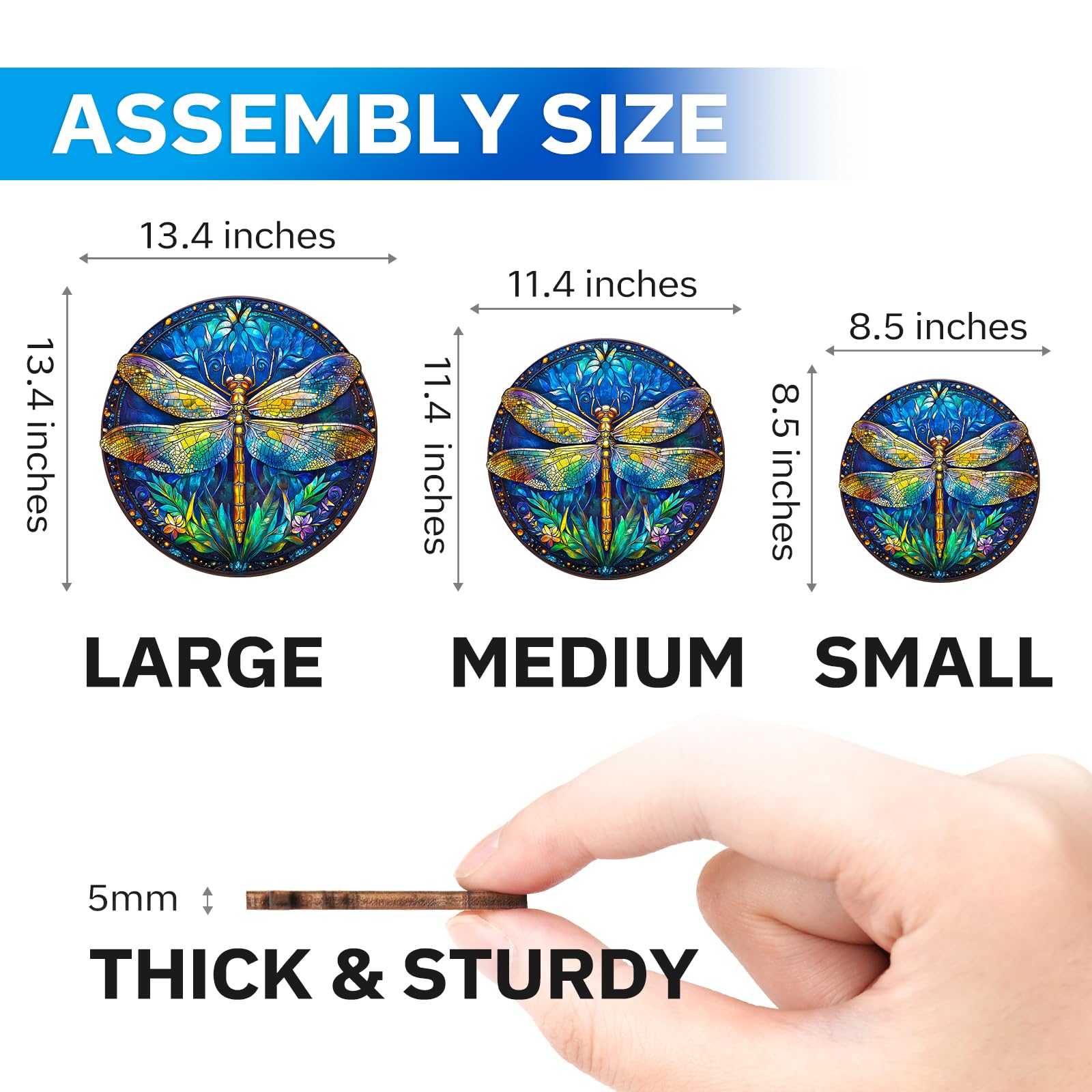 Jigfoxy Retro Dragonfly Wooden Puzzle - 100 Piece Adult Jigsaw, 8.5x8.5 inch