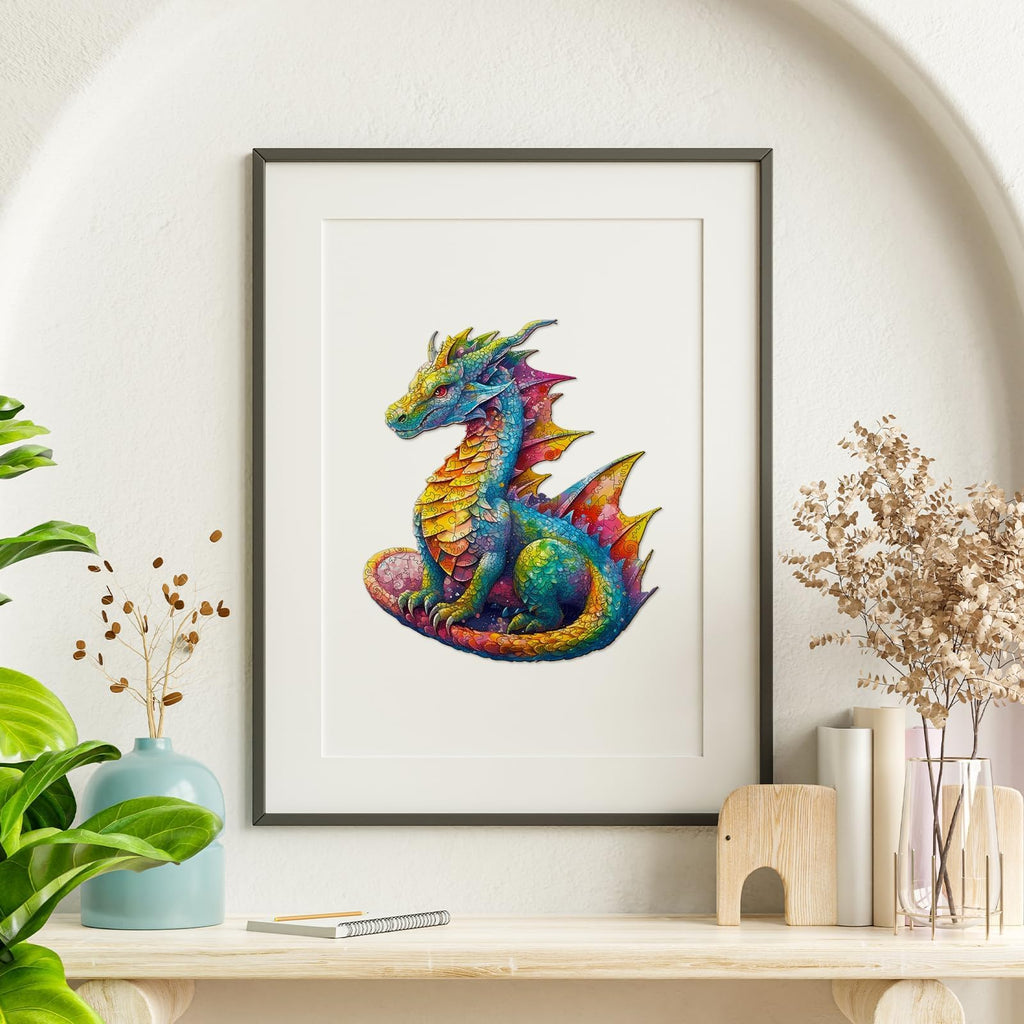Jigfoxy Wooden Dragon Puzzle for Adults – 100-Piece Animal-Shaped Jigsaw