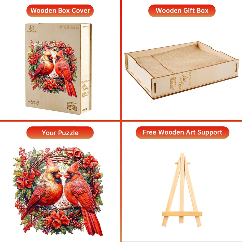 Jigfoxy Wooden Puzzle for Adults – 100-Piece Cardinal Bird Shaped Jigsaw, 8.4x8.3 in, Eco-Friendly Wood