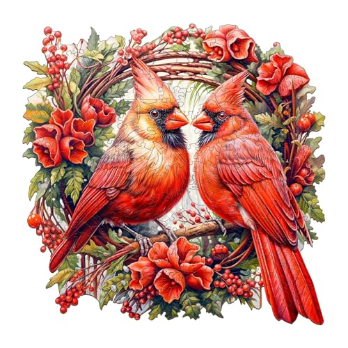 Jigfoxy Wooden Puzzle for Adults – 100-Piece Cardinal Bird Shaped Jigsaw, 8.4x8.3 in, Eco-Friendly Wood