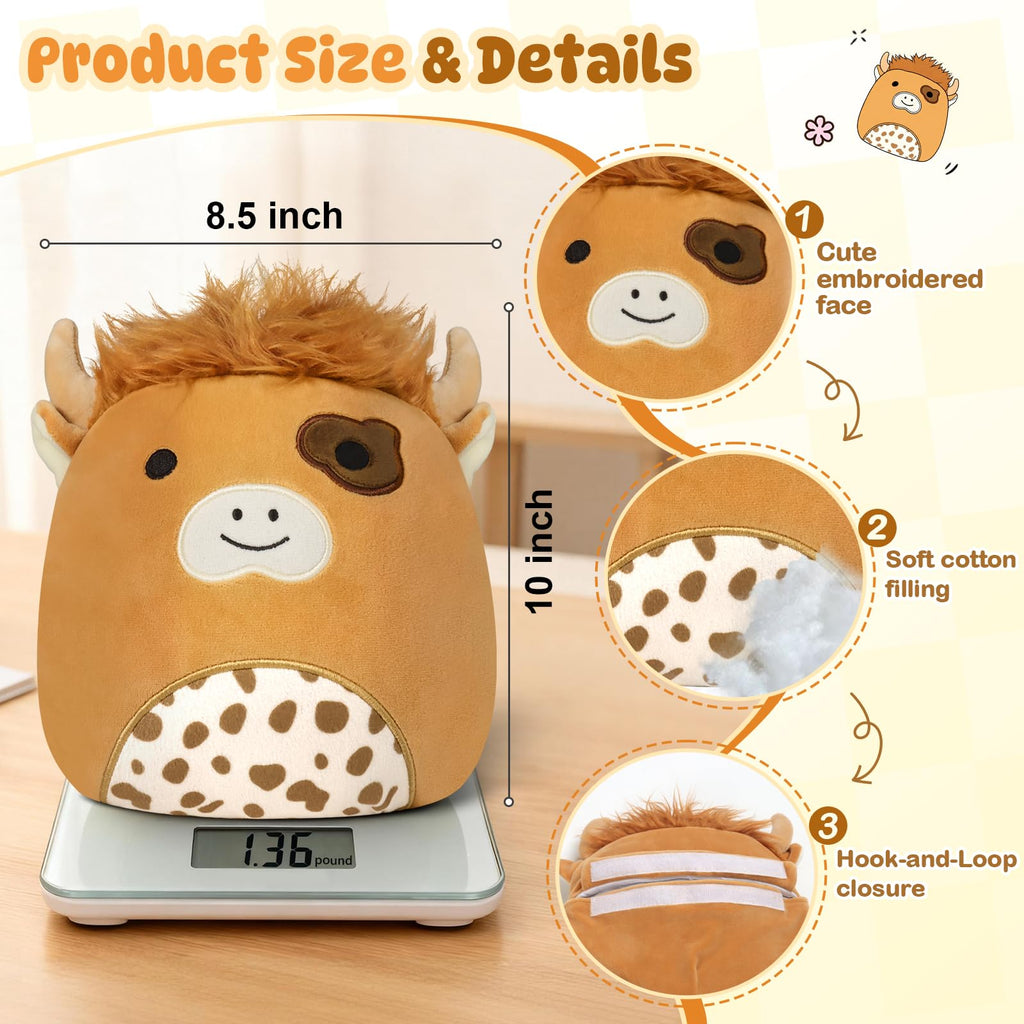 JILPAK Microwavable Highland Cow Heating Pad – Lavender Scented, Weighted Plush for Cramps & Stress Relief, Includes Mini Cow