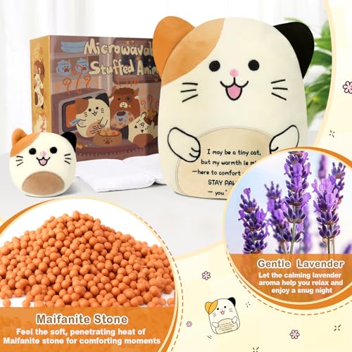 JILPAK Microwavable Plush Cat Heating Pad – Lavender Scented, Soothing Cuddle Gift