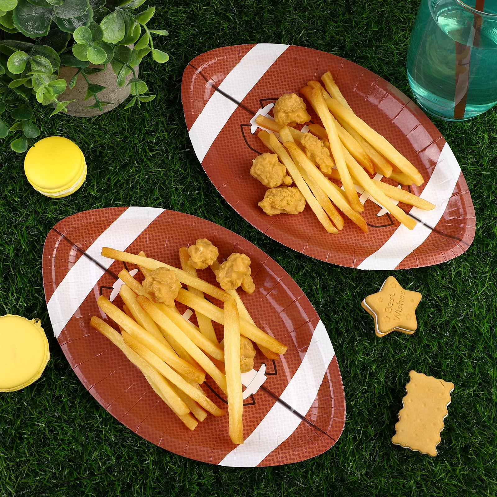 JimysCo Football Shaped Paper Plates (50-Pack) - 9.4 x 5.9 Inch Disposable Party Supplies