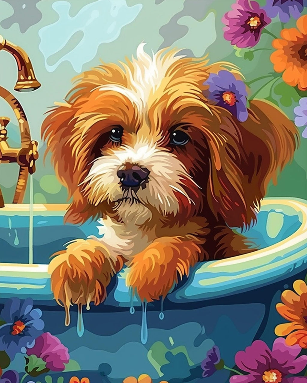 JingZhouYang Paint by Numbers Kit for Kids & Adults – Cute Dog Design 16"x20" Canvas