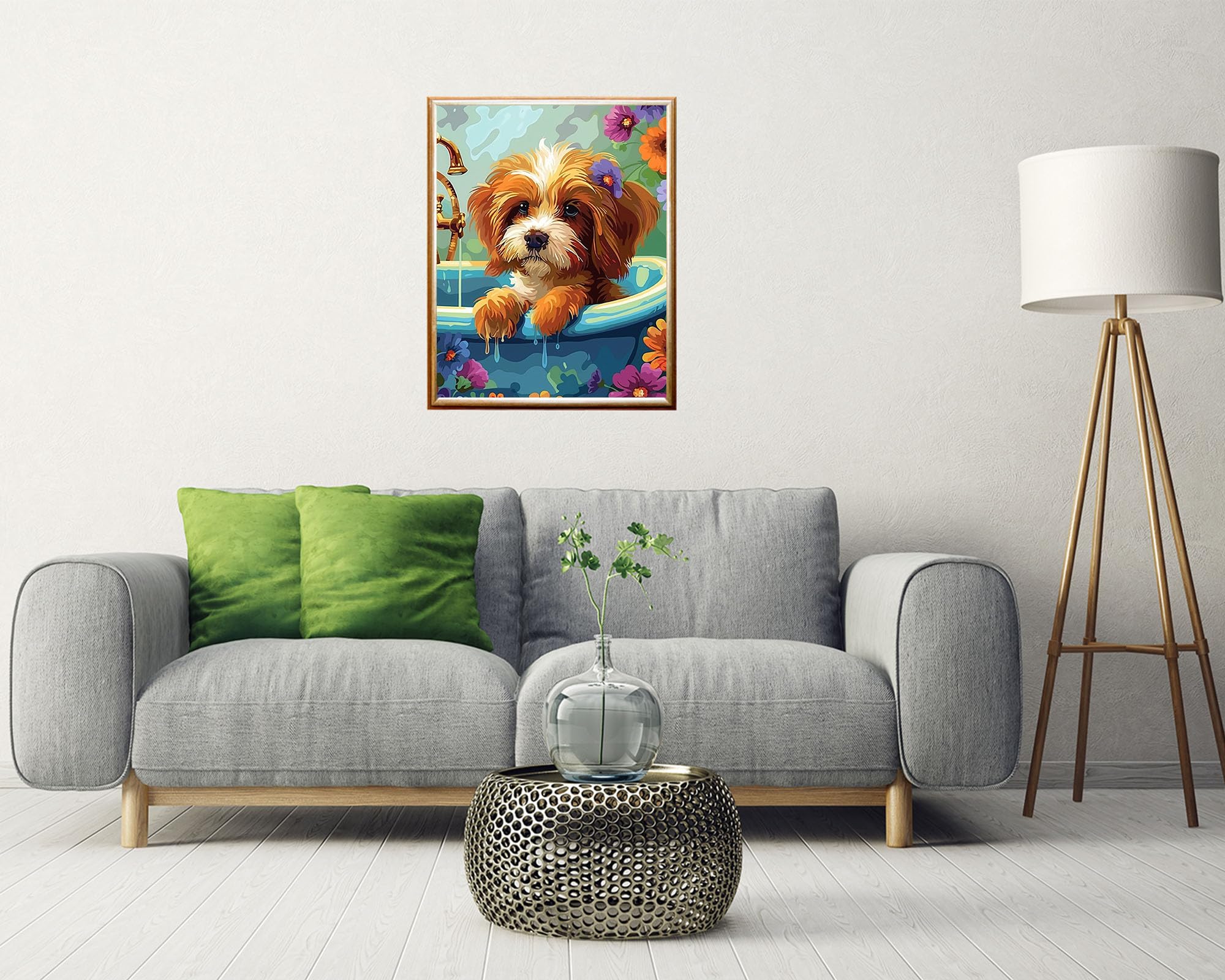 JingZhouYang Paint by Numbers Kit for Kids & Adults – Cute Dog Design 16"x20" Canvas
