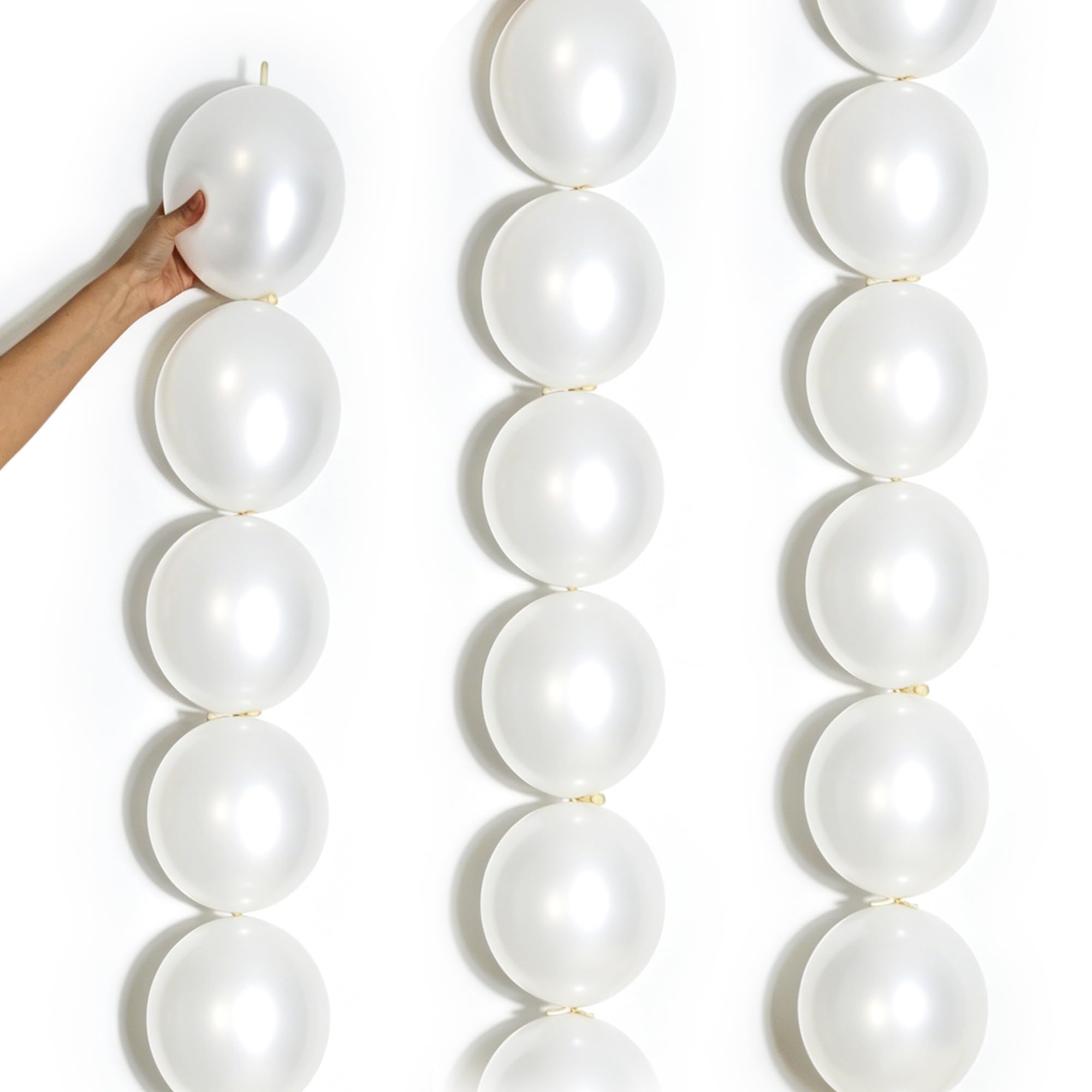JINUPHION 100-Pack 6-Inch White Metallic Link Balloons for Balloon Chains, Walls, and Party Decorations