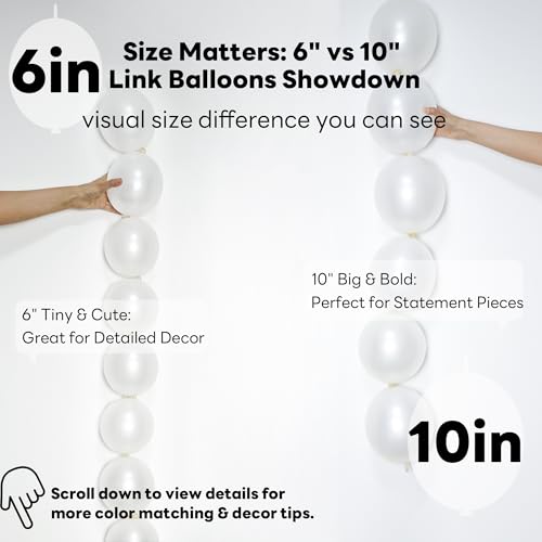 JINUPHION 100-Pack 6-Inch White Metallic Link Balloons for Balloon Chains, Walls, and Party Decorations