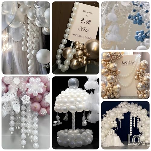 JINUPHION 100-Pack 6-Inch White Metallic Link Balloons for Balloon Chains, Walls, and Party Decorations