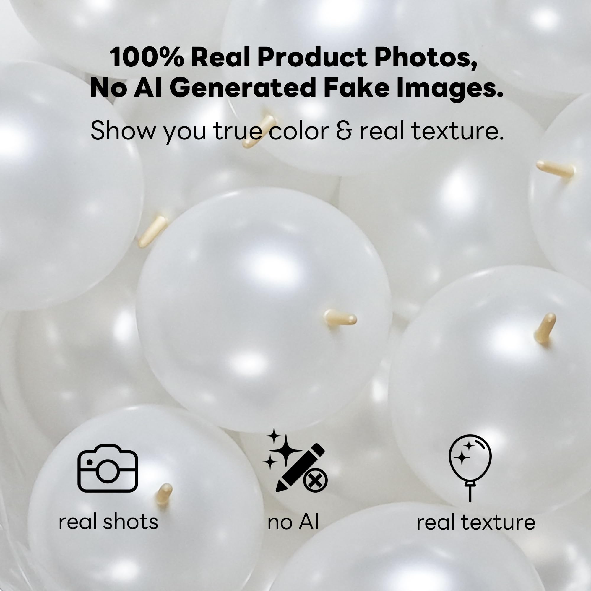 JINUPHION 100-Pack 6-Inch White Metallic Link Balloons for Balloon Chains, Walls, and Party Decorations