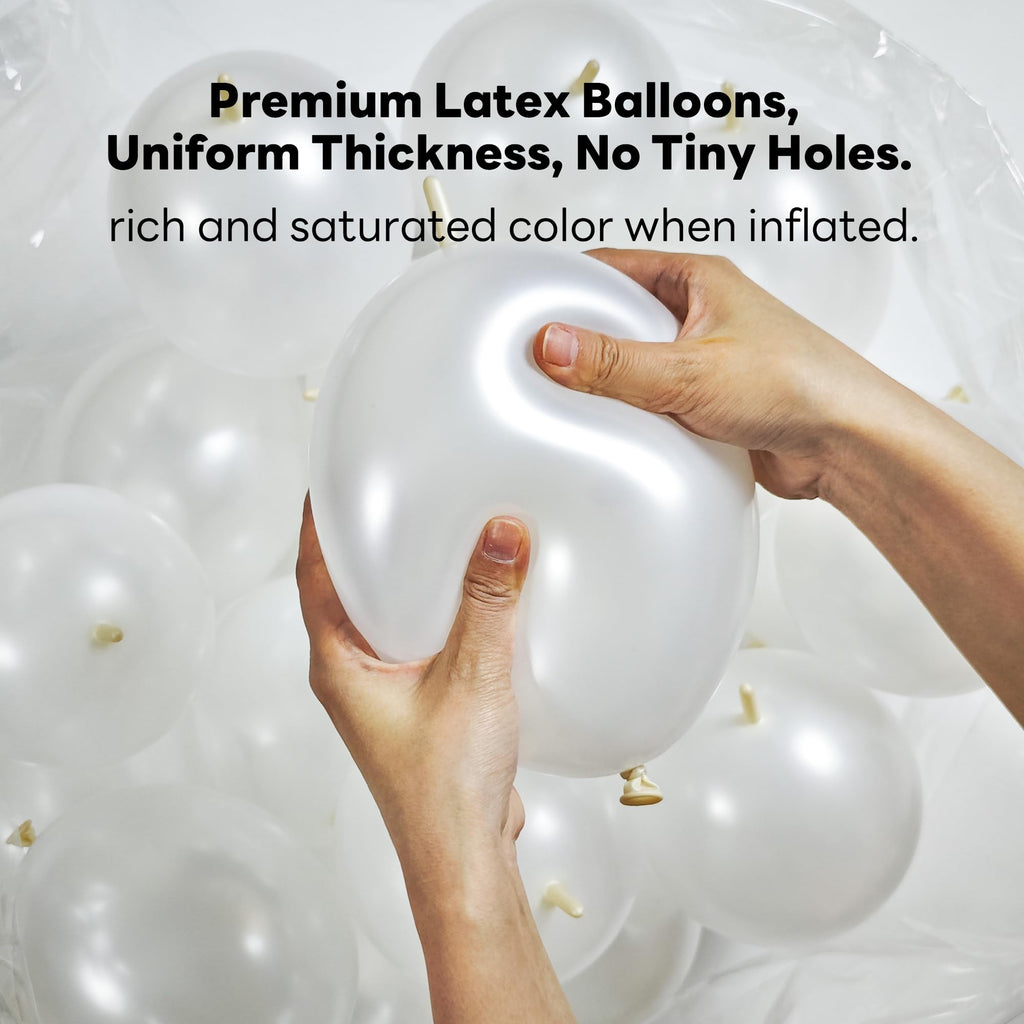 JINUPHION 100-Pack 6-Inch White Metallic Link Balloons for Balloon Chains, Walls, and Party Decorations
