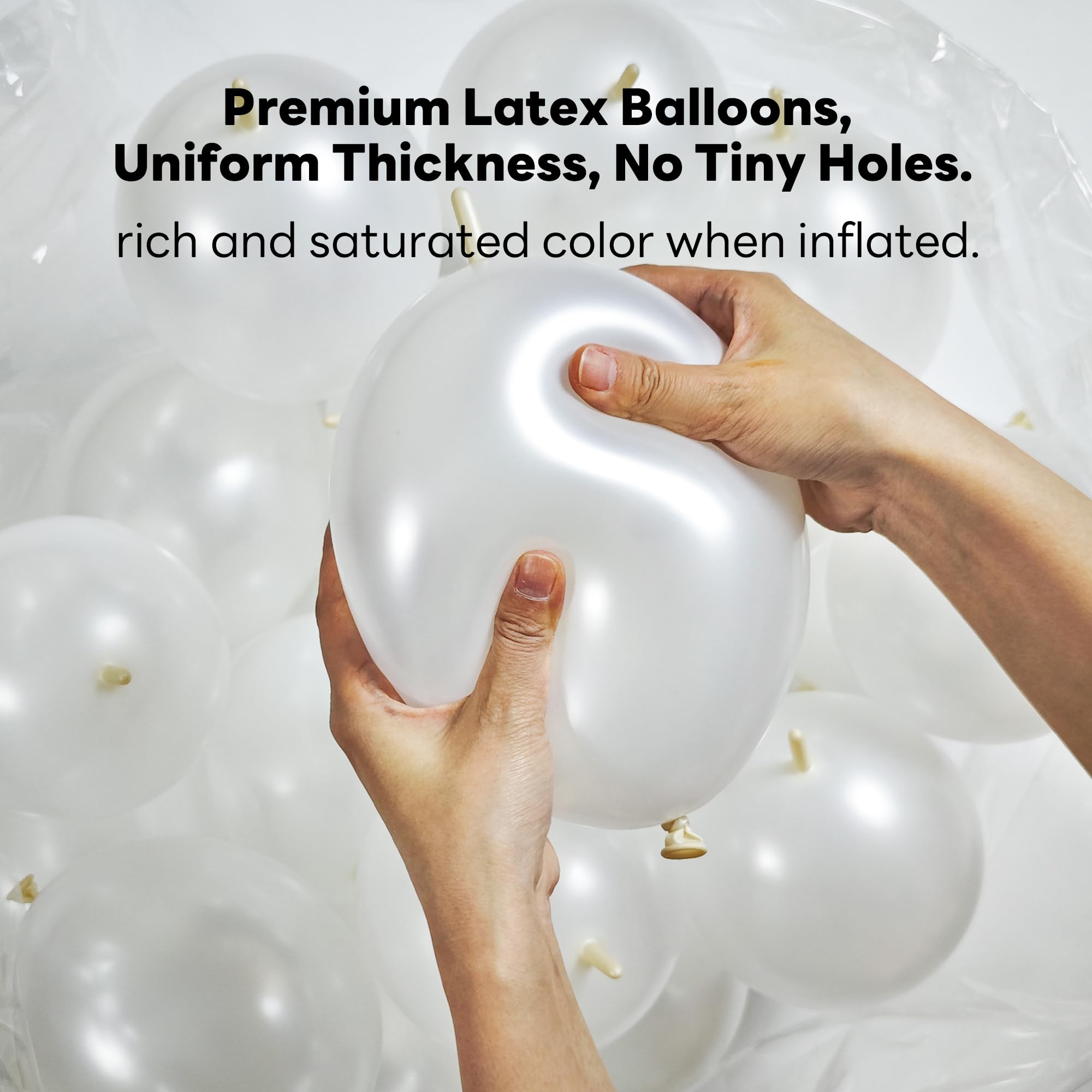 JINUPHION 100-Pack 6-Inch White Metallic Link Balloons for Balloon Chains, Walls, and Party Decorations