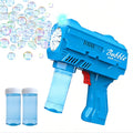 JinXinYao Blue 10-Hole Light-Up Bubble Gun for Kids - Automatic LED Bubble Machine with Refill Solution for Indoor Outdoor Parties