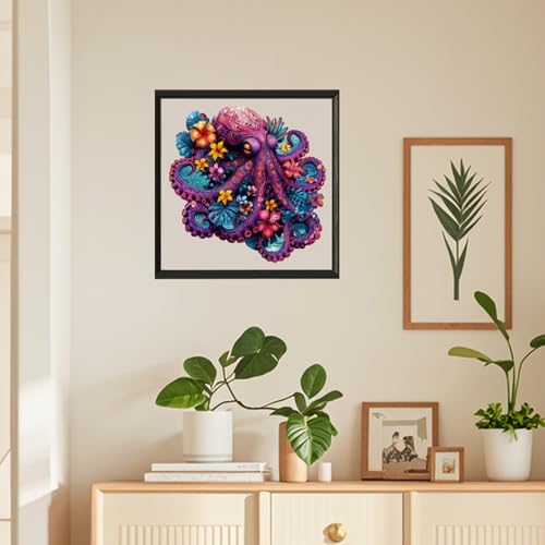 Jiroinlly 200-Piece Wooden Puzzle - Unique Shaped Flower Octopus Jigsaw for Adults & Kids, Stress Relief Home Decor