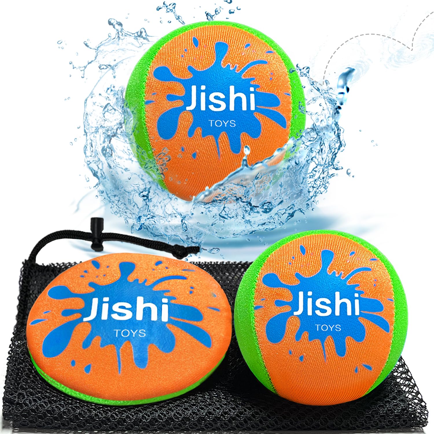 Jishi Water Skipping Balls – 4-Piece Pool & Beach Toy Set for Kids, Teens, and Adults