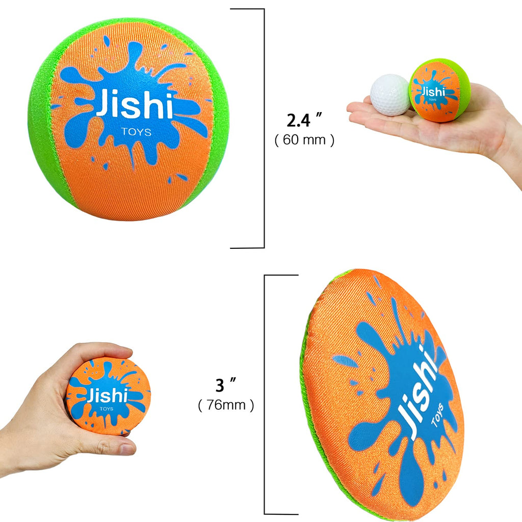 Jishi Water Skipping Balls – 4-Piece Pool & Beach Toy Set for Kids, Teens, and Adults