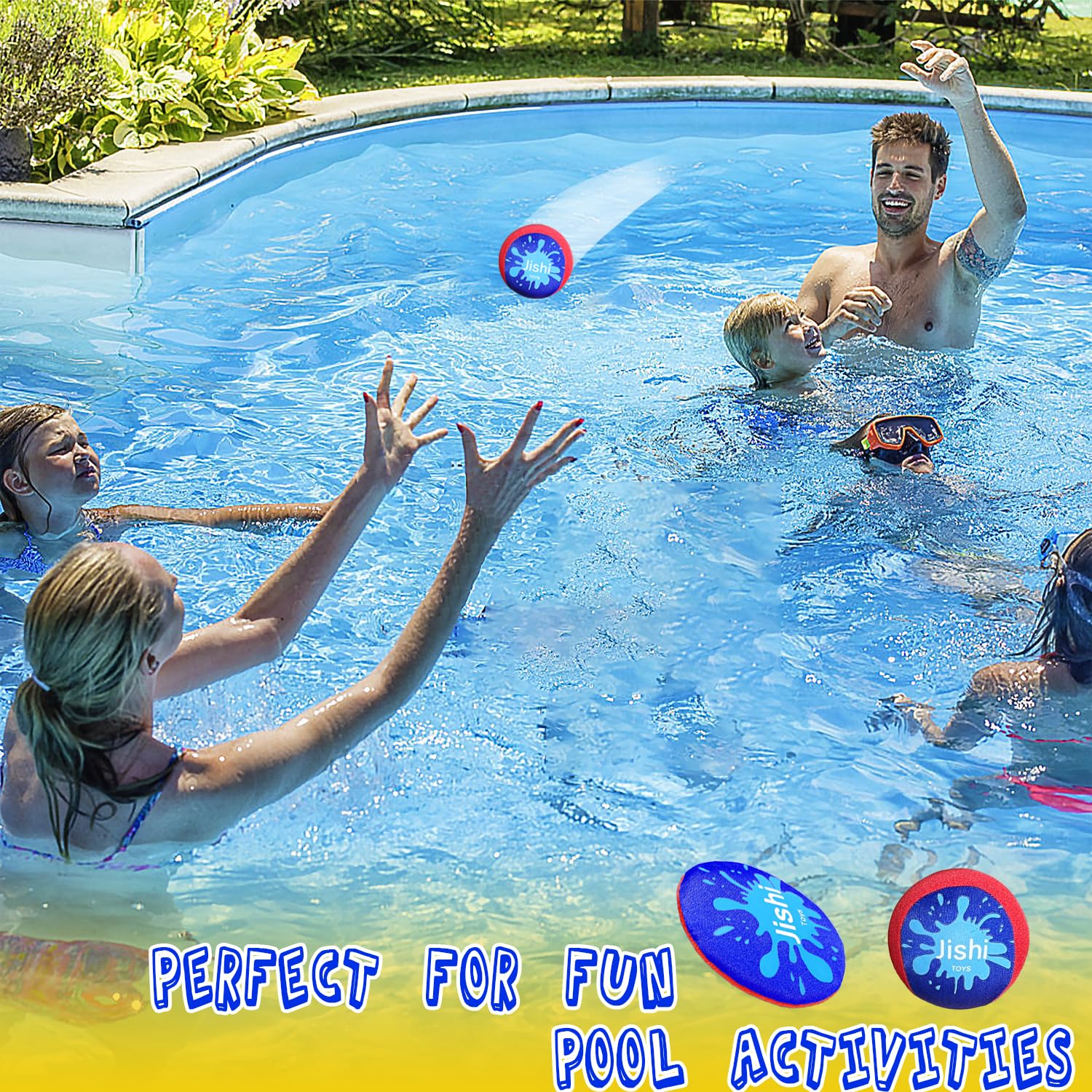 Jishi Water Skipping Balls Set – 4-Piece Pool Toys for Kids & Adults, Skip Over 150 Feet