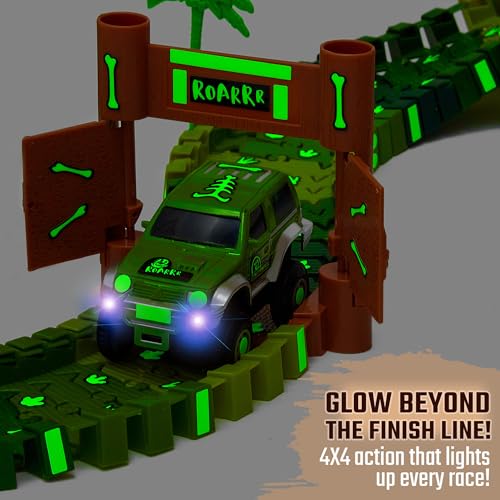 JITTERYGIT Replacement Cars for Tracks – 2-Pack Battery-Powered Dinosaur Jeeps with Decals, Compatible with Most Tracks