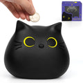 JIZWPOOM Black Cat Piggy Bank for Kids – Unbreakable Money Box with Easy Access, 5.5 x 5 Inches