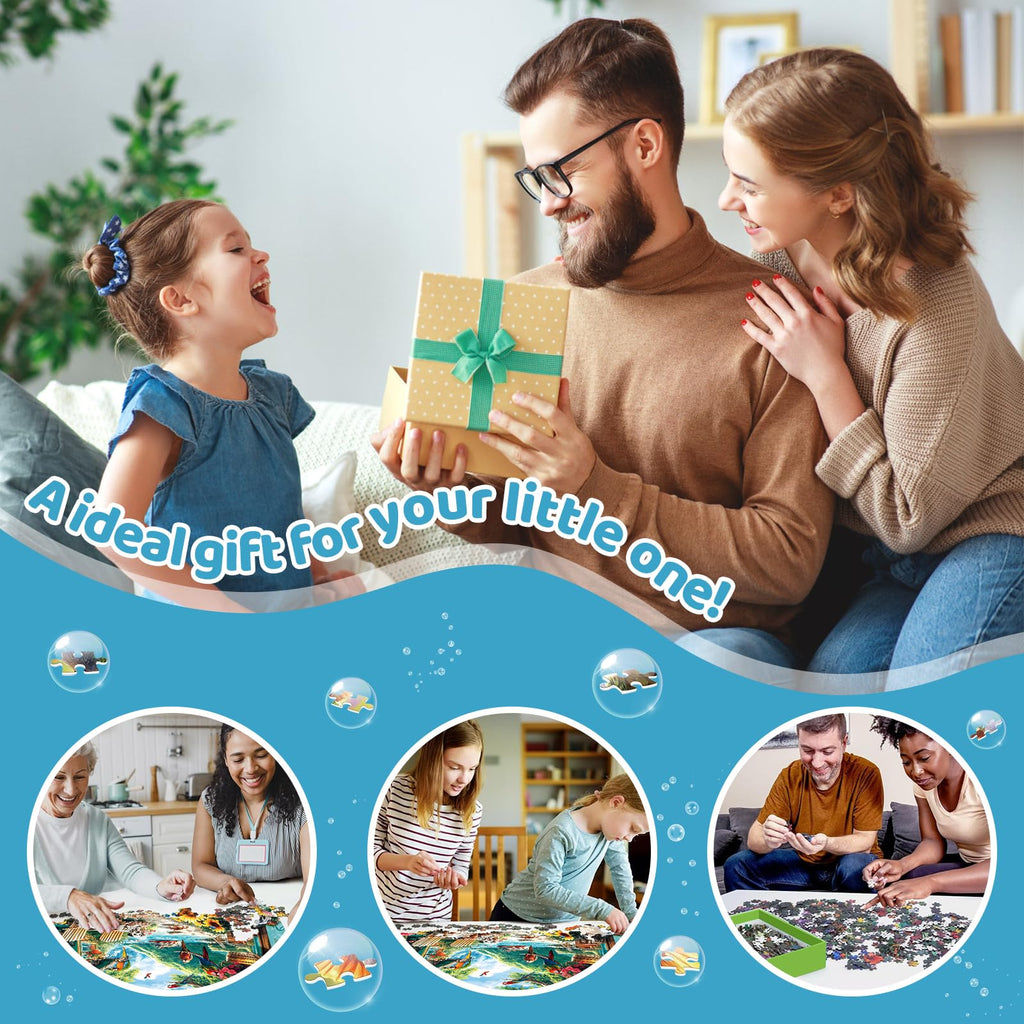 JJYHULK 2000 Piece Puzzle for Adults – Summer Seaside with Flowers, Dogs & Parrots – 39" x 28" Jigsaw