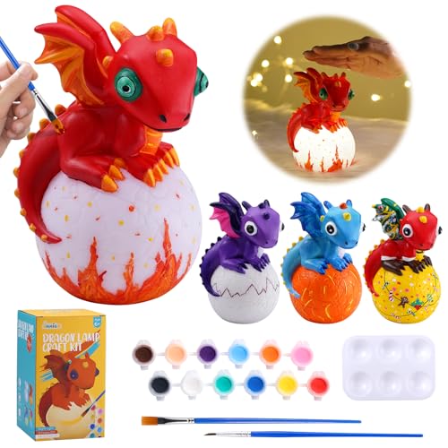 JMMICO Paint Your Own Dragon Lamp Craft Kit | DIY Night Light for Kids 6+