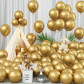 Jobkoo 100 Pack 12 Inch Gold Latex Balloons – Metallic Chrome Finish for Parties, Birthdays, Weddings, and More