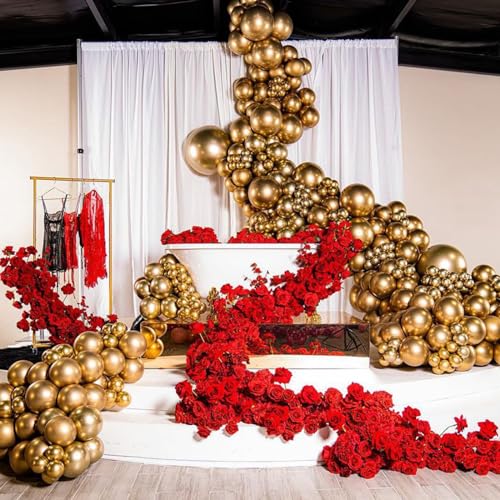 Jobkoo 100 Pack 12 Inch Gold Latex Balloons – Metallic Chrome Finish for Parties, Birthdays, Weddings, and More