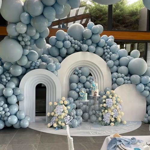 Jobkoo 100 Pack Dusty Blue Latex Balloons - 12 Inch Muted Blue Balloons for Birthday, Baby Shower, Boho Party Decorations