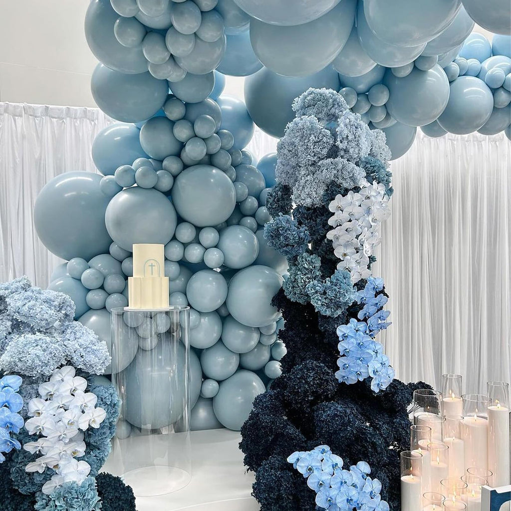Jobkoo 100 Pack Dusty Blue Latex Balloons - 12 Inch Muted Blue Balloons for Birthday, Baby Shower, Boho Party Decorations