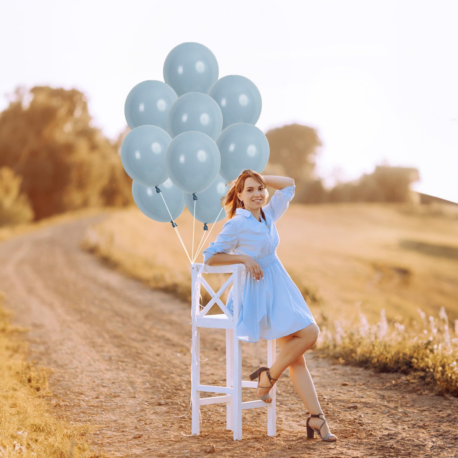 Jobkoo 100 Pack Dusty Blue Latex Balloons - 12 Inch Muted Blue Balloons for Birthday, Baby Shower, Boho Party Decorations