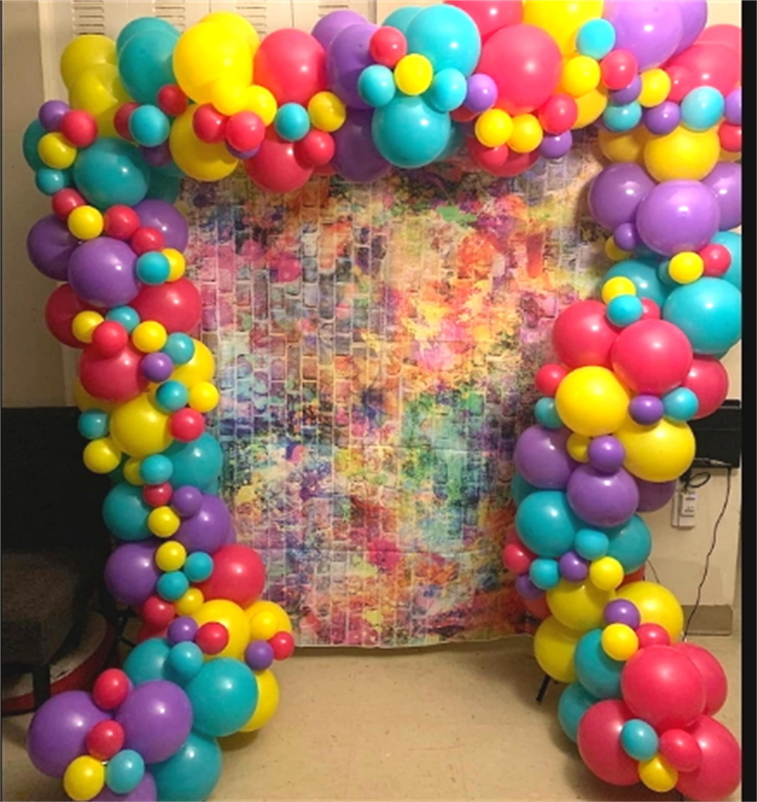 Jobkoo 132-Piece Pastel Balloon Arch Kit - Hot Pink, Teal, Yellow, Purple for Birthday Parties