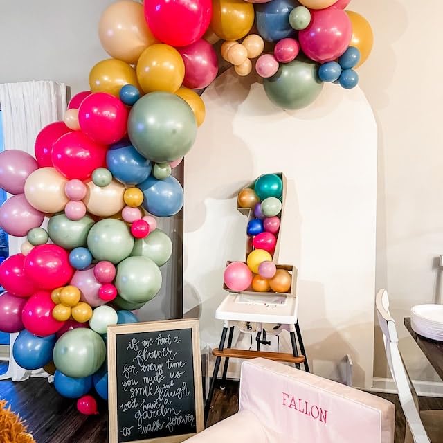Jobkoo 135-Piece Spring Balloon Arch Kit – Pastel Candy Colors Pink Blue Purple Green Yellow for Baby Shower & Birthday Party