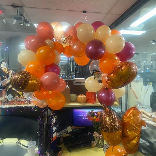 Jobkoo Fall Balloon Arch Kit - 107pc Autumn Garland with Maple & Acorn Foil Balloons for Thanksgiving Parties