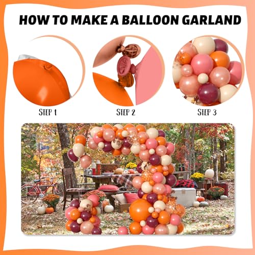 Jobkoo Fall Balloon Arch Kit - 107pc Autumn Garland with Maple & Acorn Foil Balloons for Thanksgiving Parties