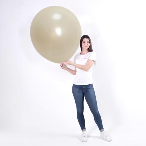 Jobkoo Pearl Sand White Balloons 18 Inch - 12 Pack for Wedding, Birthday, Boho Decor