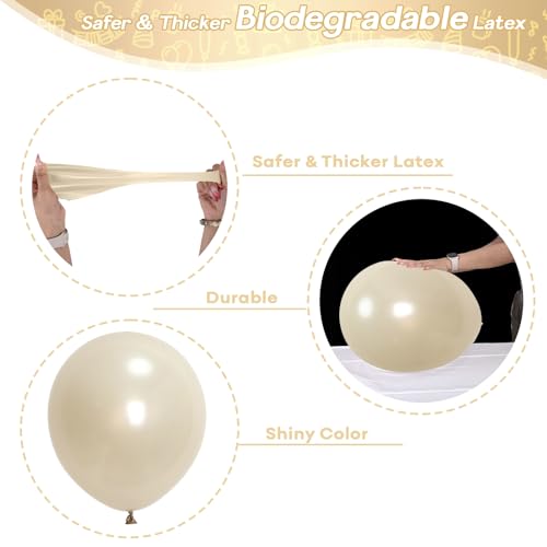Jobkoo Pearl Sand White Balloons 18 Inch - 12 Pack for Wedding, Birthday, Boho Decor