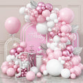 Jobkoo Pink and White Balloon Arch Kit - 91-Piece Pastel Pink, White, Metallic, and Confetti Balloon Garland Set for Baby Shower, Birthday, Wedding Decor