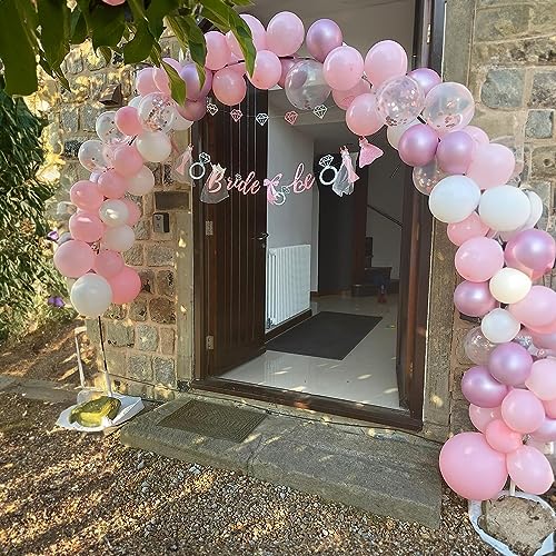Jobkoo Pink and White Balloon Arch Kit - 91-Piece Pastel Pink, White, Metallic, and Confetti Balloon Garland Set for Baby Shower, Birthday, Wedding Decor