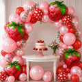 Jobkoo Strawberry Balloon Arch Kit 107 Pcs - Berry First Birthday Party Decorations with Foil & Latex Balloons