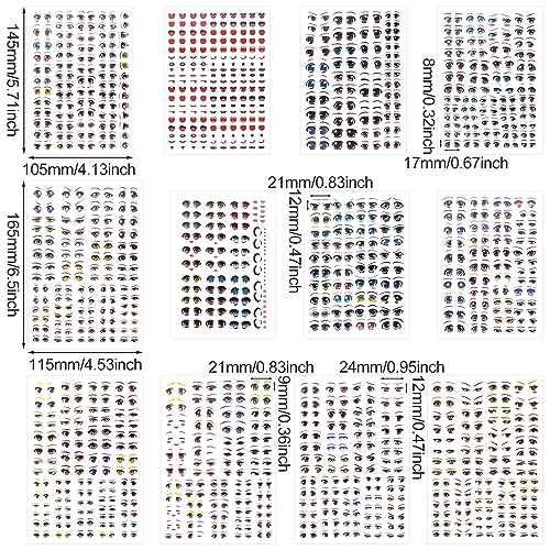 Joez Wonderful 12-Pack Water Eye Stickers for Dolls – Anime Eye Decals for DIY Clay Crafts and Doll Sculptures