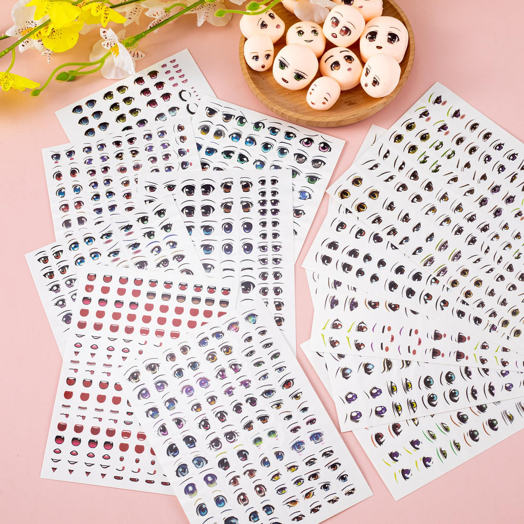 Joez Wonderful 12-Pack Water Eye Stickers for Dolls – Anime Eye Decals for DIY Clay Crafts and Doll Sculptures
