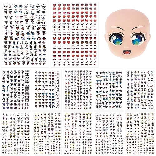 Joez Wonderful 12-Pack Water Eye Stickers for Dolls – Anime Eye Decals for DIY Clay Crafts and Doll Sculptures
