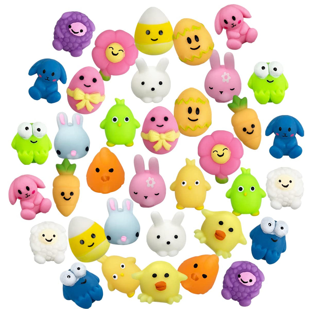 Jofan 36 PCS Easter Mochi Squishy Toys - Stress Relief Squishies for Kids, Easter Basket Stuffers & Party Favors